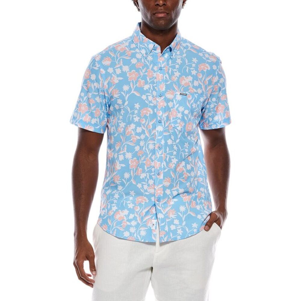 Vintage Summer Mens  Printed Shirt, Blue